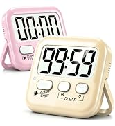 Antonki 2 Pack Digital Timer for Kids Classroom Kitchen Timers for Cooking | With 2*AAA Battery, ...