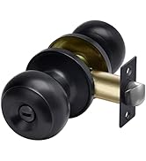 CML Hardware Privacy Door Knob, Matte Black Keyless Door Lock in Solid Stainless Steel for Bedroo...
