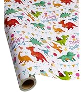Gift Wrapping Paper Rolls,Cute Dinosaurs Happy Birthday Wrapping Paper For Boys,Wrapping Paper Ro...