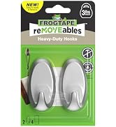 FrogTape reMOVEables Heavy Duty Wall Hooks, No Damage, Easy to Remove & Reuse, Medium Wall Hook w...
