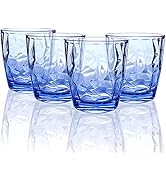 Topsky 10 oz Plastic Water Tumblers | Set of 4 Transparent Unbreakable Drinking Glasses Clear Acr...