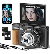5K Digital Camera for Photography, 12X Optical Zoom 80MP Vlogging Camera for YouTube with 3" 180°...