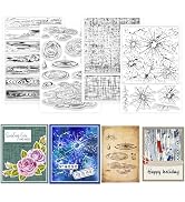 GLOBLELAND 4 Sheets Textures Background Clear Stamp for Scrapbooking Broken Glass Silicone Stamps...