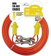 Petest Reflective Tie Out Cable with Crimp Cover for Large Dogs Up to 90 Pounds, 40 Feet