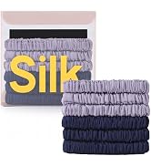 6Pcs Silk Hair Ties Small 22 Momme 100% Pure Mulberry Silk Scrunchies for Women Girls Thin Skinny...