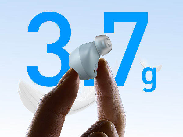 Ultra-lightweight 3.7g in-ear earbud design for comfortable everyday wireless listening