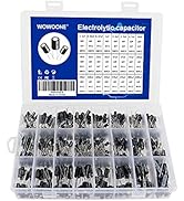 24 Value 500pcs Aluminum Electrolytic Capacitor kit, WOWOONE Capacitor Assortment, Radial Lead Ty...