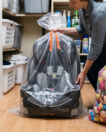 Big oversized clear bag: heavy duty for moving furniture and couch covers.
