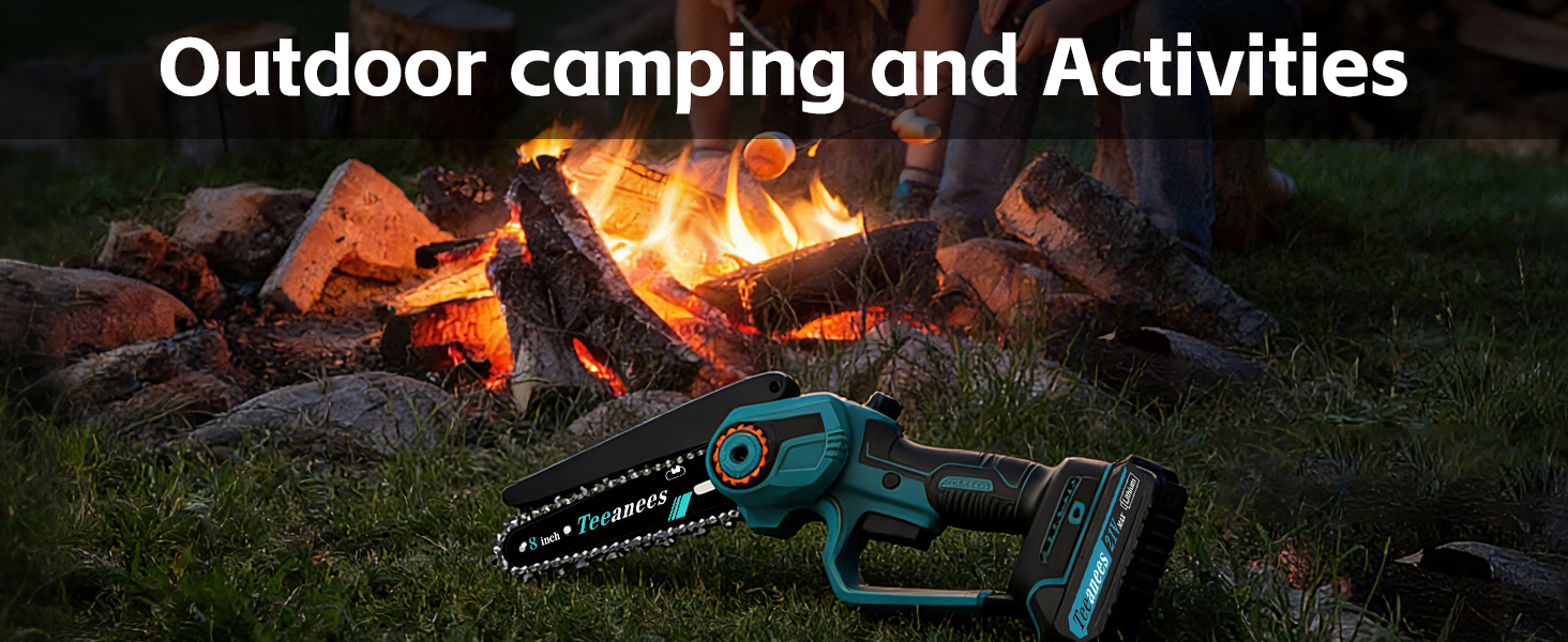 Outdoor camping, tree cutting