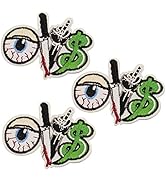 U-Sky Iron on Patches, 3pcs Eye Ball Money Dagger Middle Finger Iron-on Patch for Jeans Clothing,...