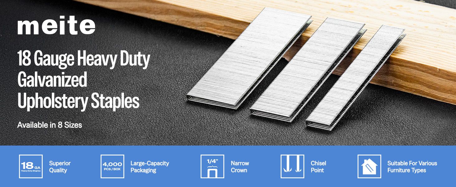 meite 18 Gauge 1/4-Inch Narrow Crown Staples