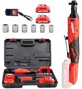dogtooth Cordless Electric Ratchet Wrench Set, 45Ft-lbs, 400 RPM, Brushless,Variable Speed Trigge...