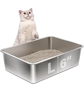 Stainless Steel Litter Box, 19.68" x13.77.x6 Large Metal Cat Litter Box, Easy to Clean, Non Stick...