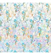 Coavas Stained Glass Window Privacy Film Floral Decorative Static Cling Rainbow Decals Non-Adhesi...