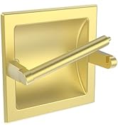 WZRUA Brushed Gold Recessed Toilet Paper Holder,Pivoting Toilet Tissue Holder,Made of SUS304 Stai...
