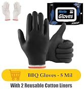 BBQ Gloves 50 Disposable nitrile Gloves with 2 Reusable Cotton Liners Guantes for Cooking Food Pr...