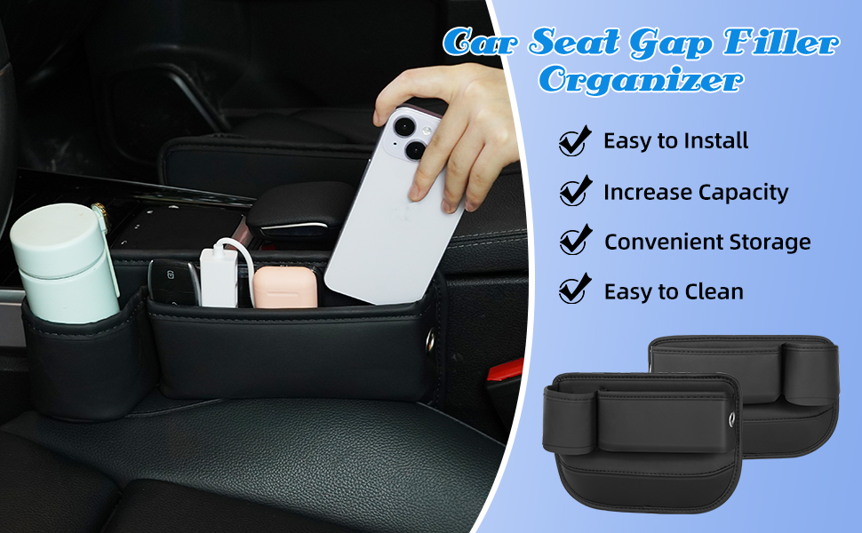 Seat Gap Storage Box with Cup Holders