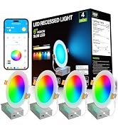 DAYBETTER Smart Recessed Lighting 6 Inch, Wi-Fi Connect RGBCW LED Downlight,Color Changing Tunabl...