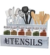 Gachiwar Utensil Holder, Extra Large Kitchen Utensils Holder with 4 Compartments, Wooden Utensil ...