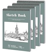 4 Pack Sketch Book, 9 x 12 Inch Sketchbook, 68lb/100gsm Top Spiral Bound Sketch Pad, Acid Free Ar...