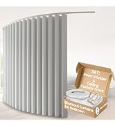 Sovtfides Room Divider Curtains, White 1 Panel W106 x L84in, with Ceiling Curtain Track White 9.8...
