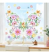 Supzone Colorful Flower Butterfly Window Clings Decals Double Sided Wildflower Spring Summer Wind...
