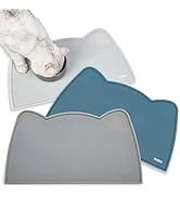 OHMO - Cat Food Mat, Silicone Pet Feeding Mat for Floor Non-Skid Waterproof Dog Water Bowl Tray, ...