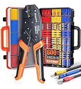 Preciva Crimping Tool with 490PCS Insulated Terminals and 110 Heat Shrink Tubes, AWG 20-10 Ratche...