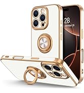 Hython for iPhone 16 Pro Case with Ring Stand, 360° Rotatable Ring Holder Magnetic Kickstand, Pla...
