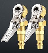 LUMITECO 2-Pack 1/4 Inch Female NPT Closed Ball Tire Chuck with Clip, Locking Air Chuck Tire Infl...