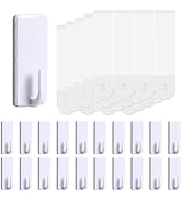 Gluest Damage Free Hanging Hook, 20pcs Wall Hooks with 20 Adhesive Strips, Removable Wall Hook fo...