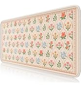 iCasso Floral Desk Pad Mat, Large Mouse Pad, Desk Matt for Desktop, Anti-Slip XXL Big Mousepad wi...