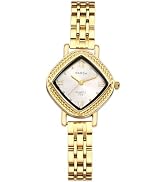 JewelryWe Chunky Cuff Watch for Women: Gold Tone Stainless Steel Open Bangle Watch - Analog Quart...