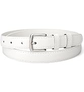 maikun Womens Skinny Leather Belt, Solid Color Pin Buckle, PU Leather Classic Waist Belt for Ladies