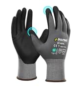 DULFINE Safety Work Gloves MicroFoam Nitrile Coated-12 Pairs Pack,Seamless Knit Nylon Glove with ...