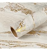 VEELIKE Beige Gold Liquid Marble Contact Paper for Countertops Waterproof Peel and Stick Countert...