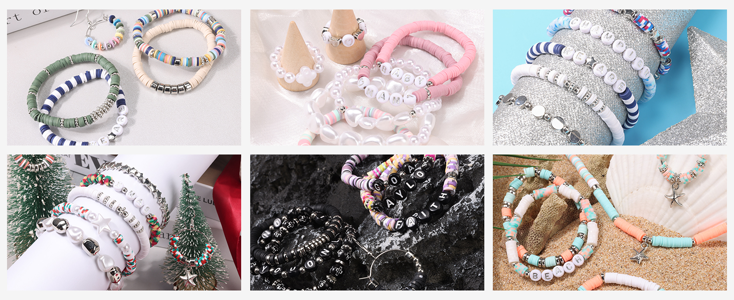 Different collections of jewellery, Christmas, beach, dark, Americana, pearl collections.