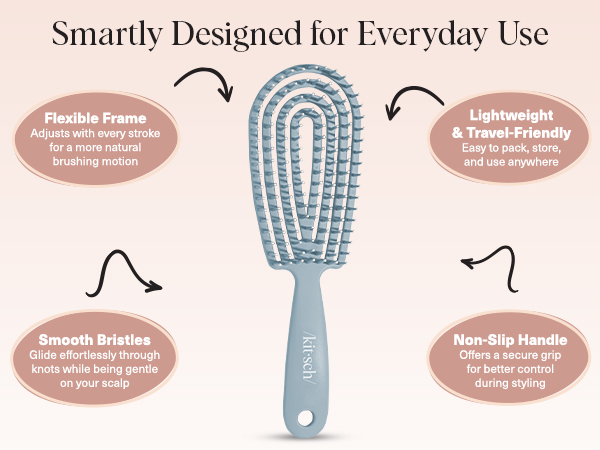 Flexible Hair Brush for Women and Men Adults & Kids Ulta-Smooth Bristles for Wet or Dry Strands