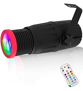 Pinspot Lights, AeeKoo Manual Focus Disco Ball Spotlight, 18W Dimmable LED Pinspot Light with Rem...