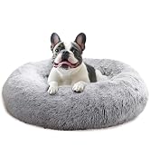 JOLLYVOGUE Medium Calming Dog Bed, Anti-Anxiety Donut Cuddler Cat Bed with Anti-Slip Bottom, Fluf...