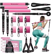 Pilates Bar Kit with Resistance Bands, Multifunctional Yoga Pilates Bar with Heavy-Duty Metal Adj...