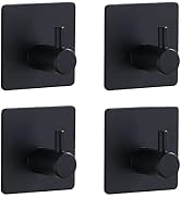 KLEVERISE 4 Pack Adhesive Hooks Heavy Duty Waterproof Stainless Steel Hook Stick on Wall Robe Tow...