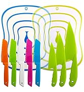 Sonku 10 Packs Kitchen Knife Set, Cooking Knives with Cutting Boards for Kids and Adults -Multi C...