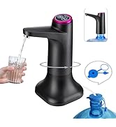 HiPiCok 5 Gallon Water Pump, Water Dispenser for 5 Gallon Bottle, USB-C Rechargeable Water Jug Di...