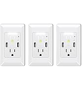 USB Outlet with Nightlight,GreenCycle 15 Amp Electrical Outlet Guide Light,4.2A High Speed Duplex...