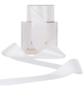 HUIHUANG White Satin Ribbon 2 inch Wide Double Side White Silk Fabric Ribbon for Crafts, Bows Mak...
