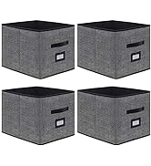 Onlyeasy Extra Large Foldable Cloth Storage Cubes 4 Pack with Label Holders - Fabric Storage Bins...
