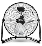 Simple Deluxe 12 Inch 3-Speed High Velocity Heavy Duty Metal Industrial Floor Fans, Black