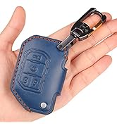 EASYANT Handmade Leather Car Key Fob Cover Compatible with 2018-2024 Jeep Wrangler Gladiator Saha...