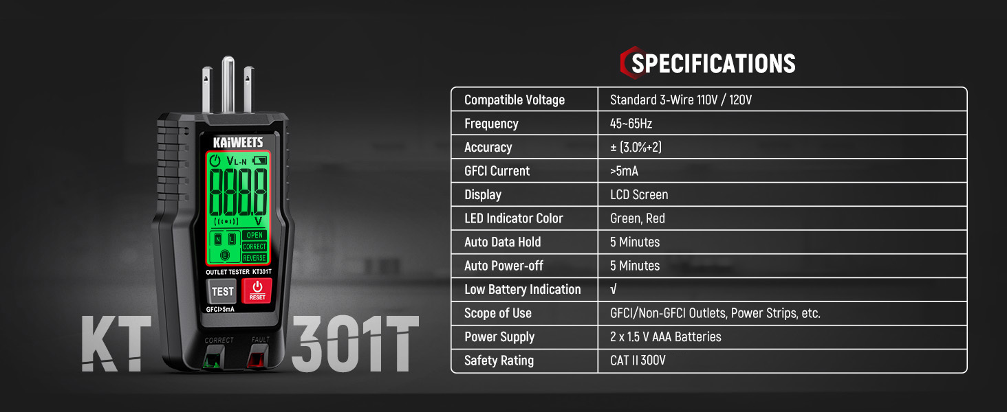 KT301T outlet tester
